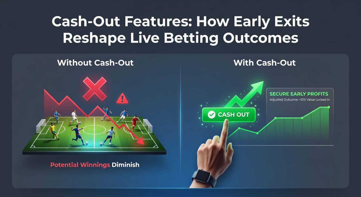 Digital interface showing a live soccer match with cash-out button highlighted, displaying real-time odds and partial profit option