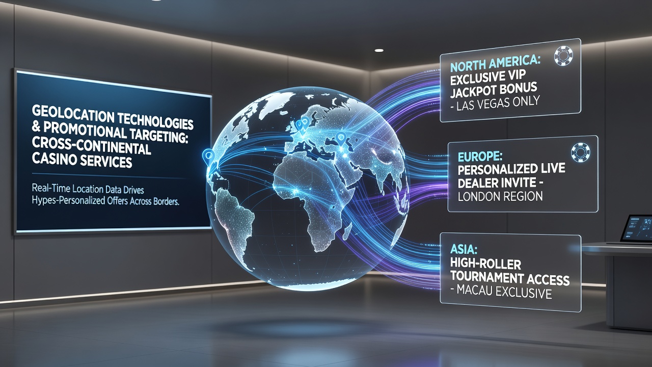 Dashboard showing real-time geolocation data influencing casino bonus targeting