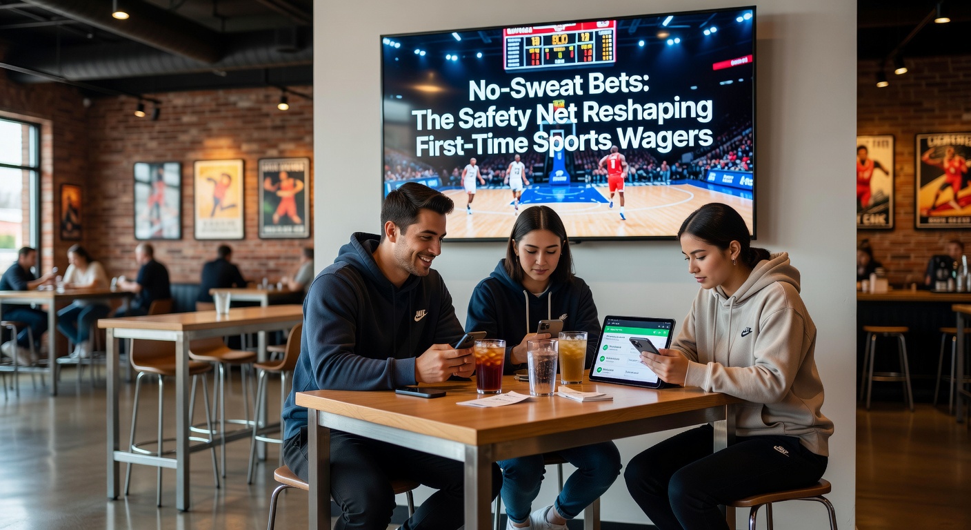 Screenshot of a sportsbook app displaying a no-sweat bet promotion with terms and a basketball game wager example